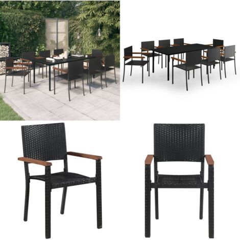 Set da Pranzo da Giardino 9 pz Nero - Tavolo da pranzo da esterno - Sedie da giardino