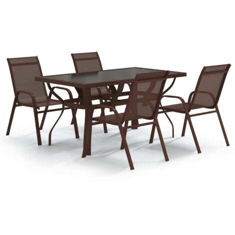 Set da pranzo da giardino con mobili da esterno da 5 pezzi marrone e nero 020013832