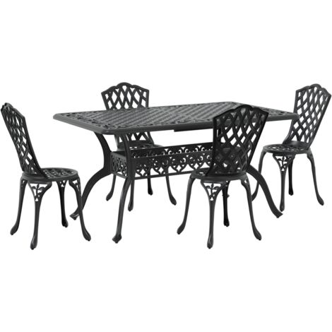 Set da Pranzo da Giardino di 5 Pezzi in Alluminio pressofuso Nero vidaXL