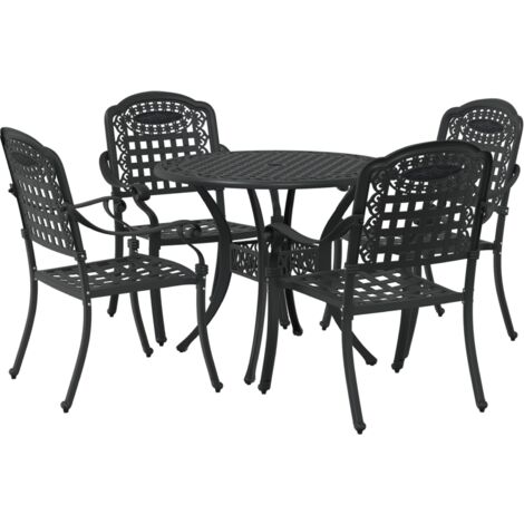 Set da Pranzo da Giardino in 5 Pezzi in Ghisa Nera vidaXL