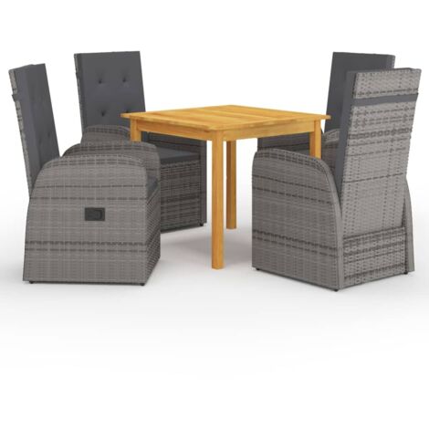 Set da pranzo da giardino mobili da esterno 5 pezzi grigio 020013776
