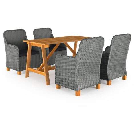 Set da pranzo da giardino mobili da esterno 5 pezzi grigio chiaro 020013791