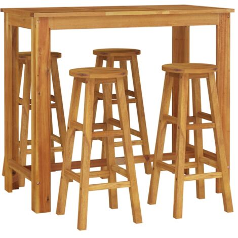 Set da pranzo da giardino mobili da esterno 5 pezzi in legno massello di acacia 020013755