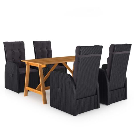 Set da pranzo da giardino mobili da esterno 5 pezzi nero 020013836