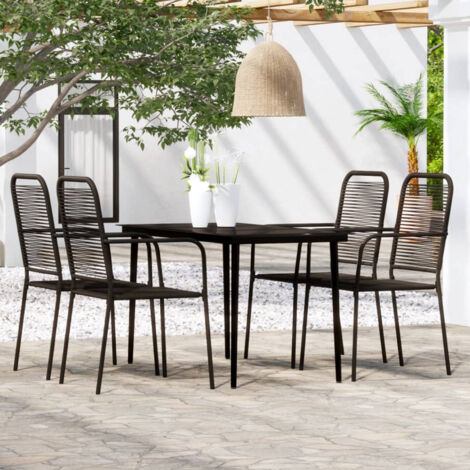 Set da pranzo da giardino mobili da esterno 5 pezzi nero 020013889