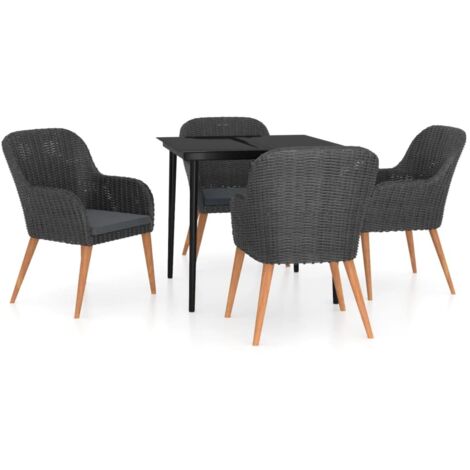 Set da pranzo da giardino mobili da esterno con cuscini 5 pezzi nero 020014161