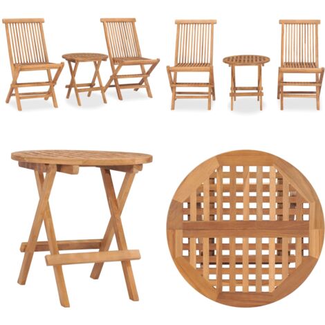 Set da Pranzo da Giardino Pieghevole 3 pz in Massello di Teak - Tavolo da pranzo da giardino - Sedie da giardino