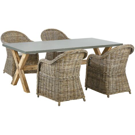 Set da pranzo da giardino rattan a 4 posti 200 x 100 cm Susua/Olbia