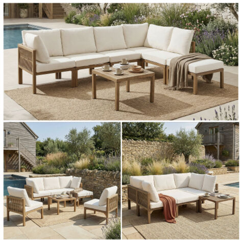 Set da pranzo da giardino, set di mobili da giardino, set di sedie a sdraio da giardino, divano angolare, lettino reclinabile da esterno, tavolo da pranzo, trasformabile in lettino, divano modulare, c