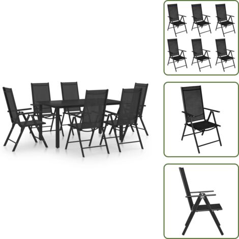 Set da pranzo da giardino - vidaXL Set Mobili da Pranzo da Giardino 7 pz in Alluminio Nero - Mobili in alluminio