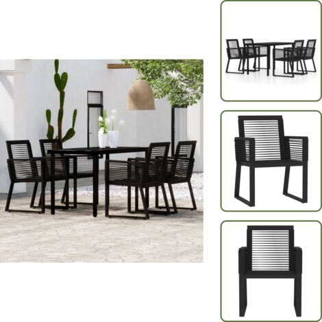 Set da pranzo da giardino - vidaXL Set Mobili da Pranzo per Giardino 5 pz Nero - Tavolo in vetro