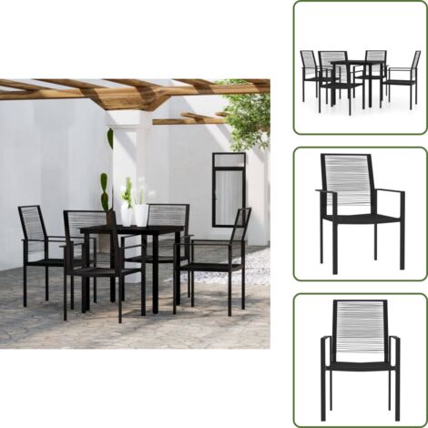 Set da pranzo da patio - vidaXL Set Mobili da Pranzo per Giardino 5 pz Nero - Arredamento da esterno