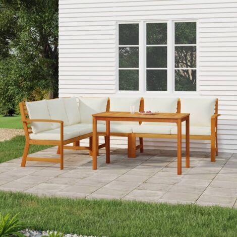 Set da Pranzo Giardino 5pz con Cuscini Legno Massello di Acacia vidaXL