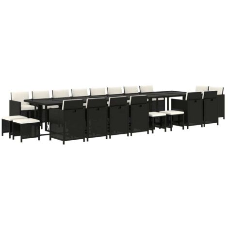 Set da pranzo mobili da giardino cuscini per mobili da esterno 21 pezzi in vimini nero resina 020014435