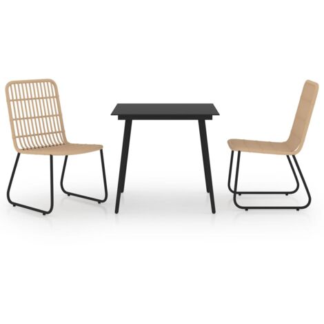 Set da pranzo mobili da giardino mobili da esterno 3 pezzi in resina intrecciata e vetro