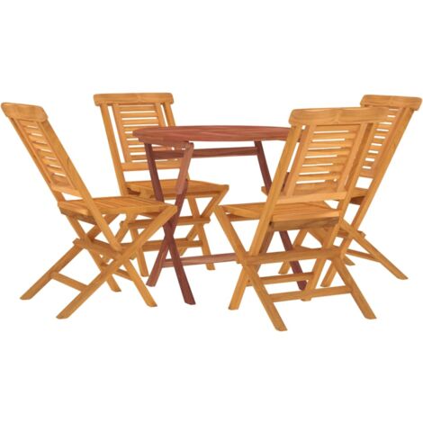 Set da pranzo mobili da giardino mobili da esterno 5 pezzi in legno massello di teak