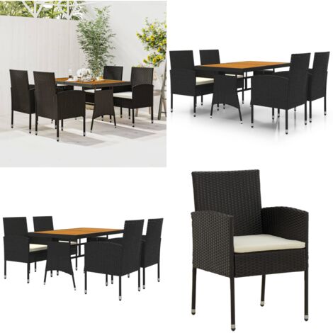 Set da Pranzo per Esterni 5 pz in Polyrattan Nero - Tavolo da giardino - Sedie da giardino