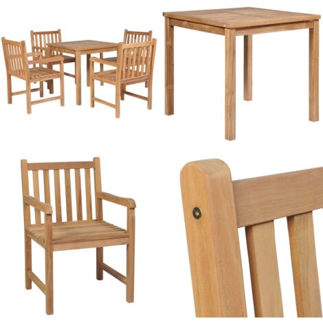 Set da Pranzo per Esterni 5 pz Legno Massello di Teak - Tavolo in teak - Sedie in teak