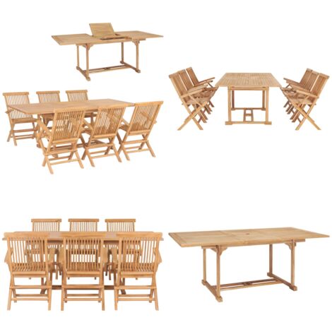 Set da Pranzo per Esterni 7 pz 150-200x100x75 cm Teak Massello - Tavolo in teak - Sedie da giardino