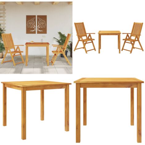 Set da Pranzo per Giardino 3 pz 85x85x74 cm in Legno Massello di Acacia - Sedie da giardino - Arredamento da esterno