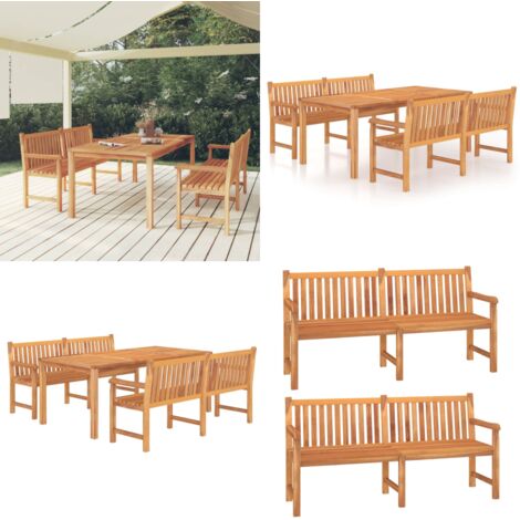 Set da Pranzo per Giardino 3 pz in Legno Massello di Teak - Tavolo da pranzo in legno - Panca da giardino