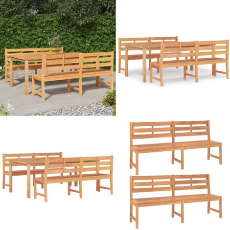 Set da Pranzo per Giardino 3 pz in Legno Massello di Teak - Tavolo da pranzo in legno - Panca da giardino