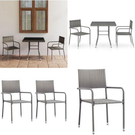 Set da Pranzo per Giardino 3 pz in Polyrattan Antracite Grigio - Tavolo da pranzo da esterno - Sedie da giardino