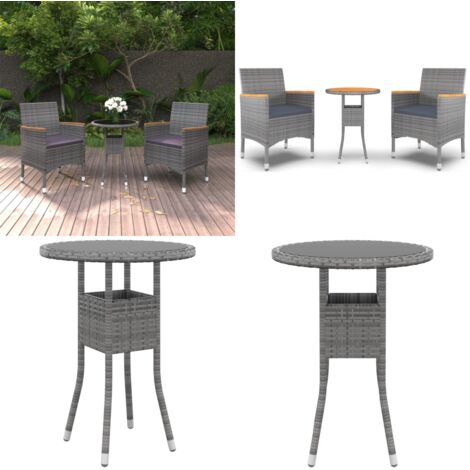 Set da Pranzo per Giardino 3 pz in Polyrattan Grigio - Tavolo da giardino - Sedie da giardino