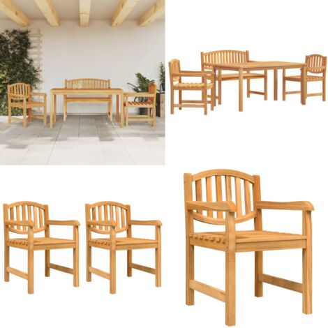 Set da Pranzo per Giardino 4 pz in Legno Massello di Teak - Tavolo da pranzo in legno - Panca da giardino