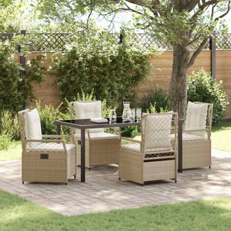 Set da Pranzo per Giardino 5 pcs Beige e Bianco Crema vidaXL