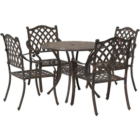Set da Pranzo per Giardino 5 pcs Bronzo 90 x 90 x 75 cm vidaXL