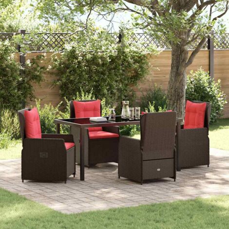 Set da Pranzo per Giardino 5 pcs Marrone Poly Rattan vidaXL