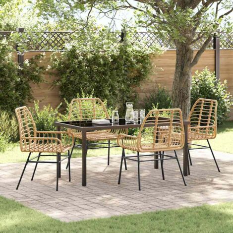 Set da Pranzo per Giardino 5 pcs Marrone polyrattan vidaXL
