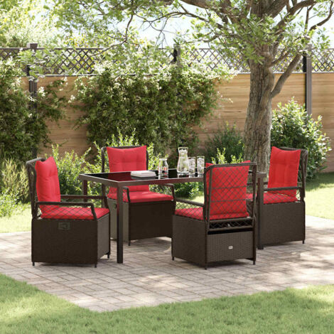 Set da Pranzo per Giardino 5 pcs Marrone polyrattan vidaXL