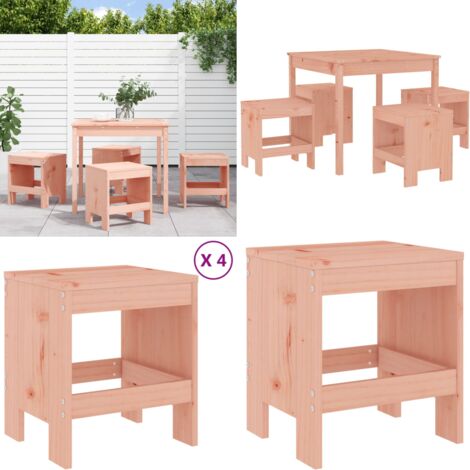 Set da Pranzo per Giardino 5 pz in Legno Massello di Douglas - Tavolo da pranzo in legno - Sgabelli da giardino