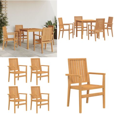 Set da Pranzo per Giardino 5 pz in Legno Massello di Teak - Tavolo da pranzo in legno - Sedie da giardino