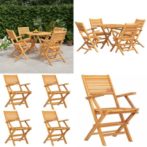 Set da Pranzo per Giardino 5 pz in Legno Massello di Teak - Tavolo da pranzo in legno - Sedie da giardino