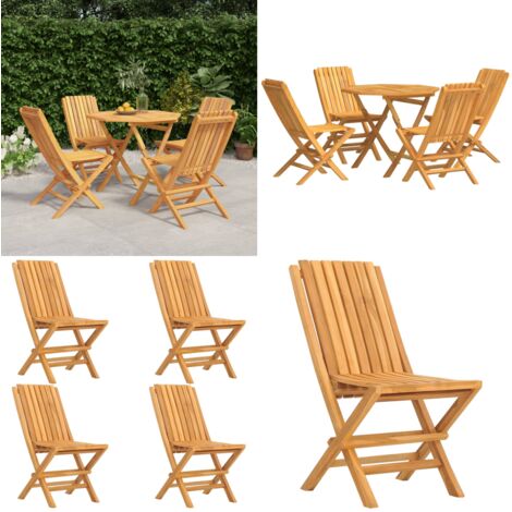 Set da Pranzo per Giardino 5 pz in Legno Massello di Teak - Tavolo da pranzo in legno - Sedie da giardino