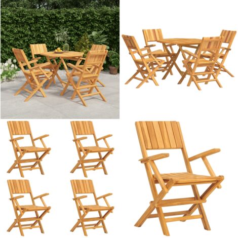 Set da Pranzo per Giardino 5 pz in Legno Massello di Teak - Tavolo da pranzo in legno - Sedie da giardino