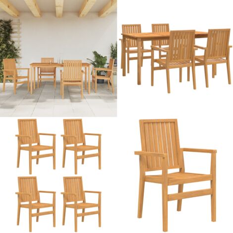 Set da Pranzo per Giardino 5 pz in Legno Massello di Teak - Tavolo da pranzo in legno - Sedie da giardino