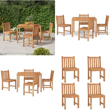 Set da Pranzo per Giardino 5 pz in Legno Massello di Teak - Tavolo da pranzo in teak - Sedie da pranzo in teak