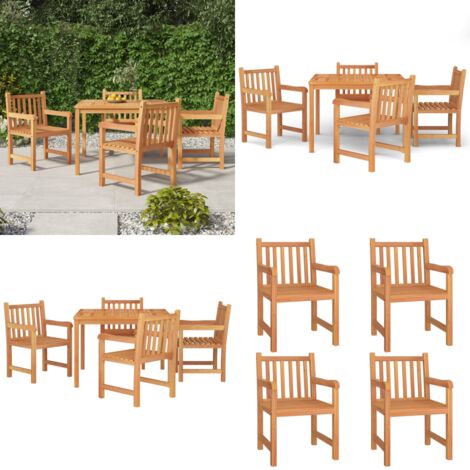Set da Pranzo per Giardino 5 pz in Legno Massello di Teak - Tavolo da pranzo in teak - Sedie da pranzo in teak
