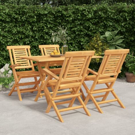 Set da Pranzo per Giardino 5 pz in Legno Massello di Teak vidaXL