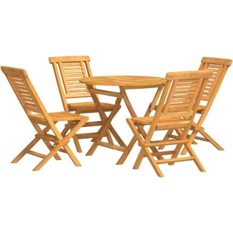 Set da Pranzo per Giardino 5 pz in Legno Massello di Teak vidaXL