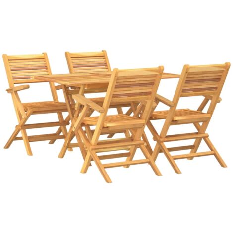 Set da Pranzo per Giardino 5 pz in Legno Massello di Teak vidaXL