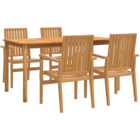 Set da Pranzo per Giardino 5 pz in Legno Massello di Teak vidaXL