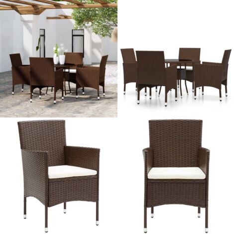 Set da Pranzo per Giardino 5 pz in Polyrattan Marrone - Tavolo da giardino - Sedie da giardino