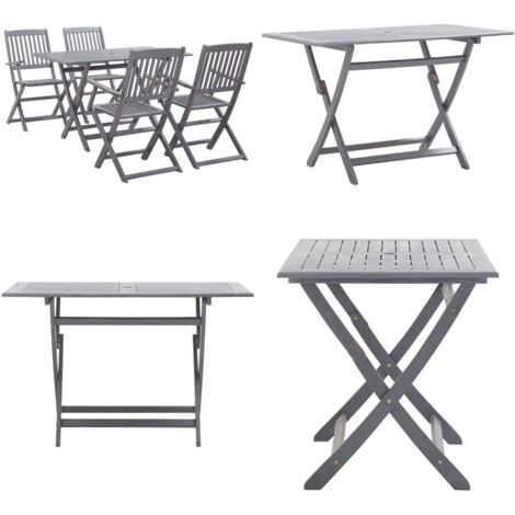 Set da Pranzo per Giardino 5 pz Legno Massello di Acacia Grigio - Tavolo da pranzo da giardino - Sedie da pranzo da giardino