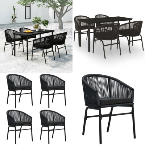 Set da Pranzo per Giardino 5 pz Nero - Tavolo da giardino - Sedie da giardino