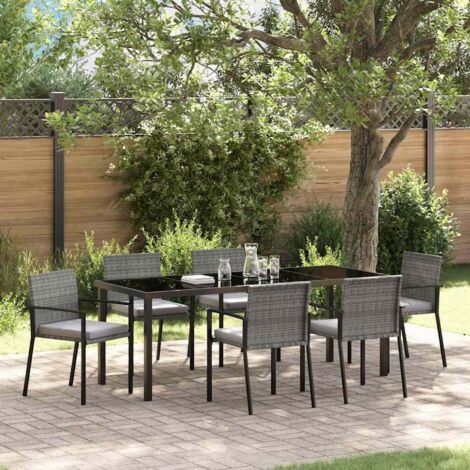 Set da Pranzo per Giardino 6 pcs Grigio Poly Rattan vidaXL